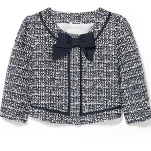 Janie and Jack Navy Boucle Bow Jacket 12-18 months